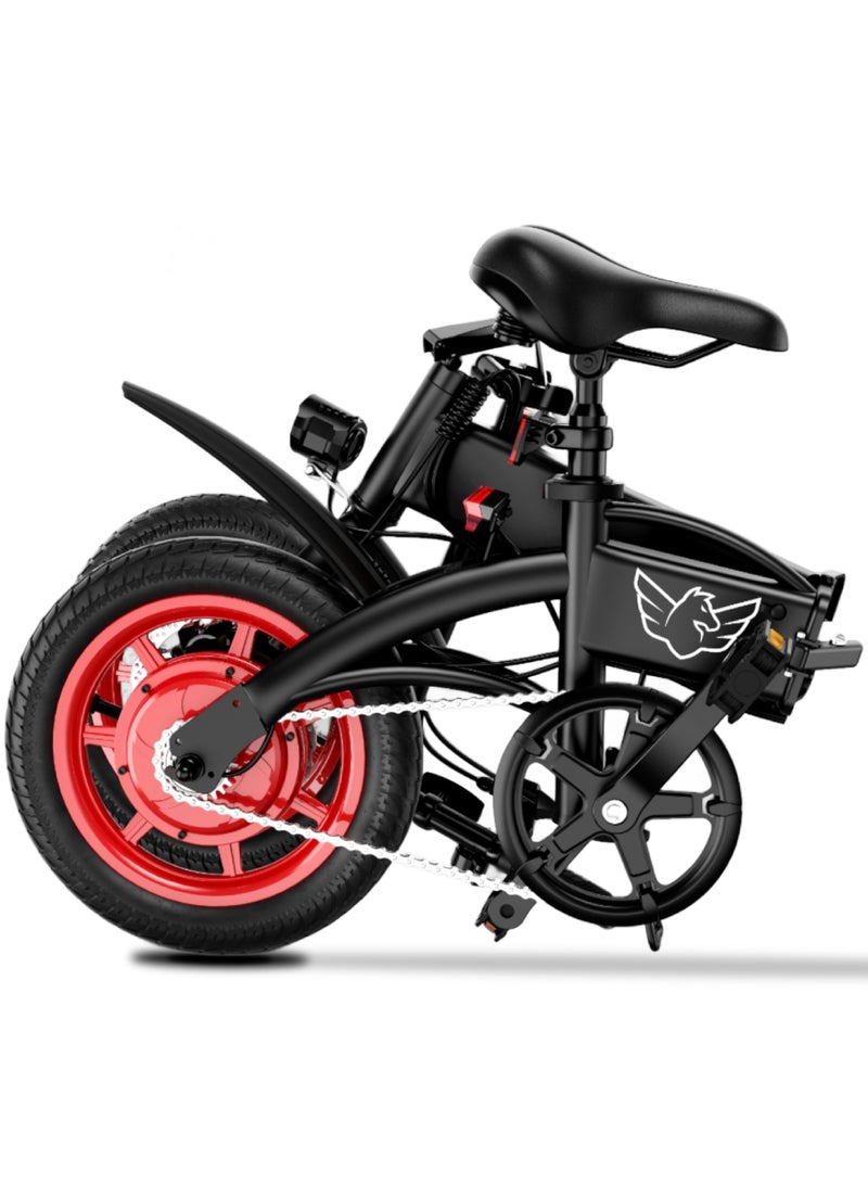 ويندهورس دراجة C19 الكهربائية القابلة للطي للكبار، محرك بدون فرشاة 350 واط، بطارية 36V 8Ah، سرعة قصوى 35 كم/س، مدى 35 كم، إطارات 14 إنش، هيكل من سبيكة الكربون، فرامل قرصية مزدوجة، مقعد قابل للتعديل - Image 2